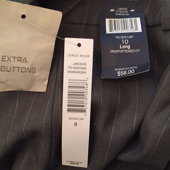 Jones Wear 2-Piece Pant Suit - Grey Pinstripe - Picture 8 of 8